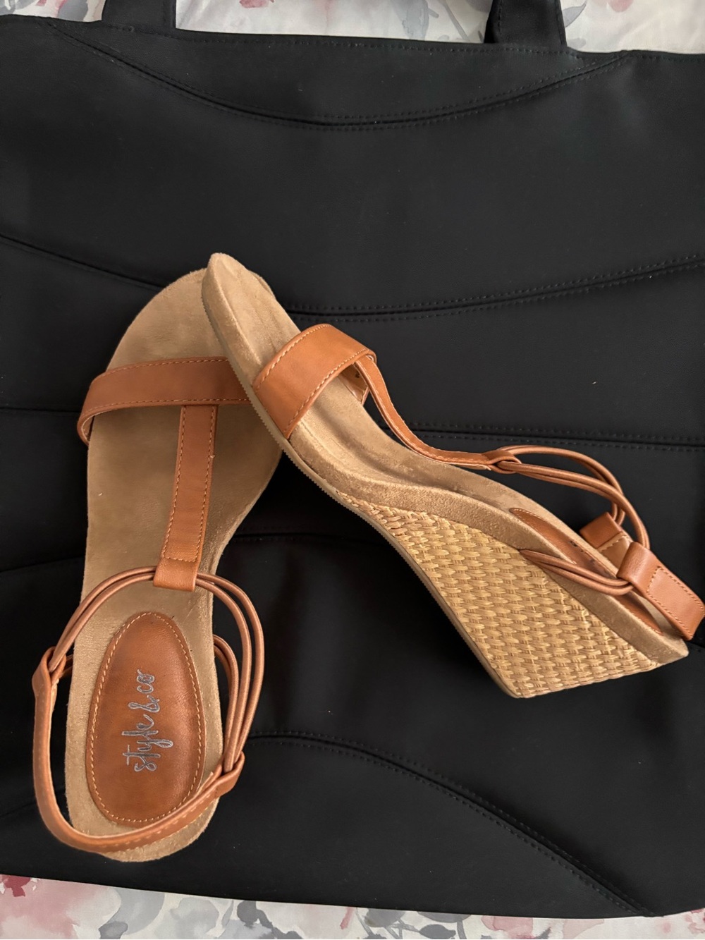 Style & Co. Women's Cognac T-Strap Sandals - Picture 2 of 3